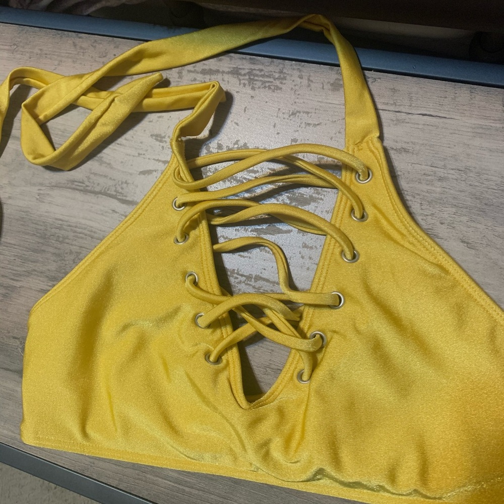 F21 lace up bikini top